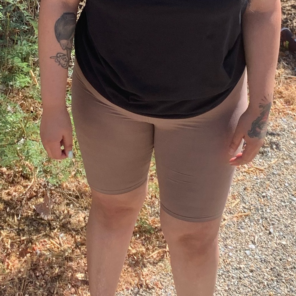 Brown Plus size biker shorts